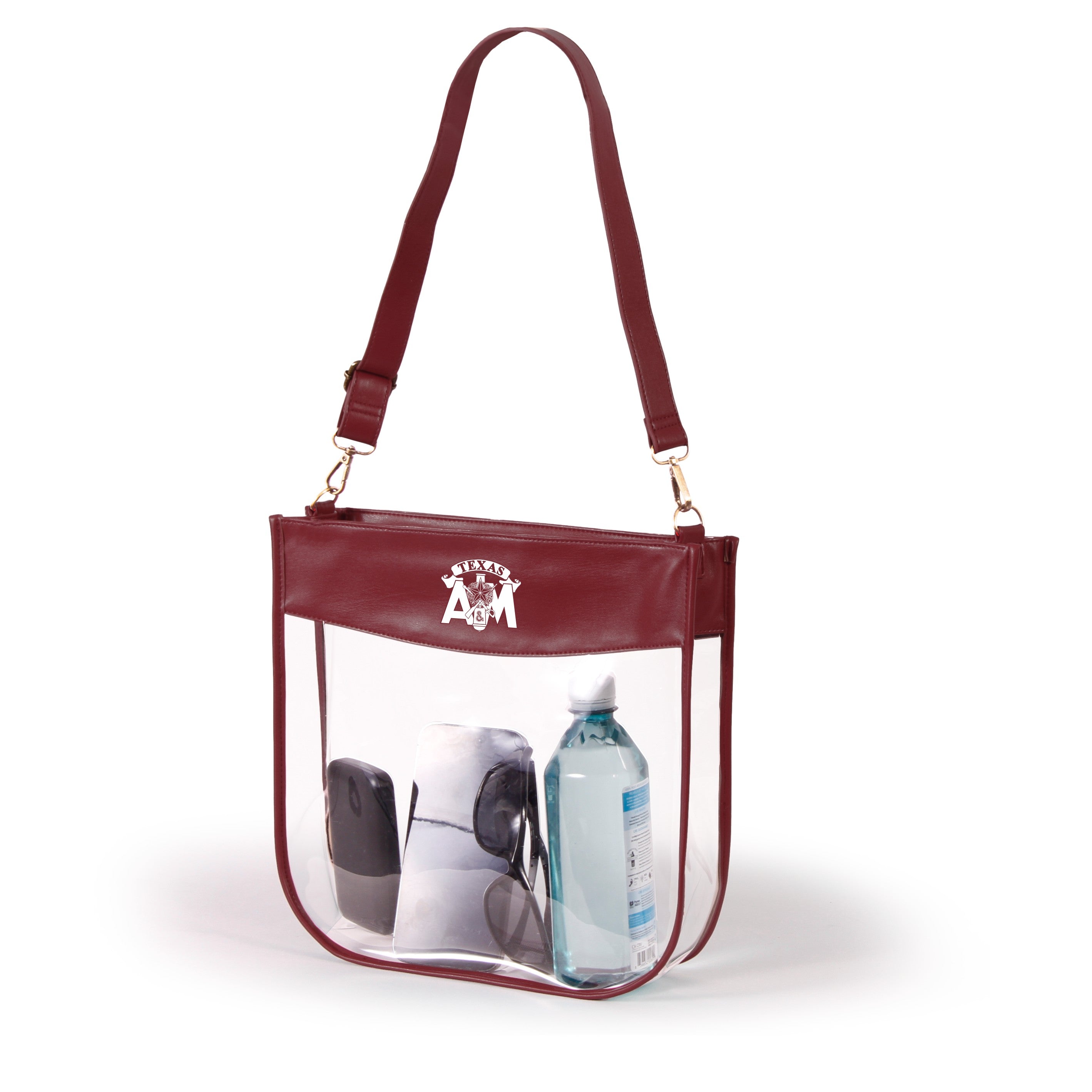 Corps Stack Large Clear Maroon Purse with Zipper by Dresden