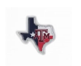 Texas A&M State Shape Flag Metal Auto Emblem