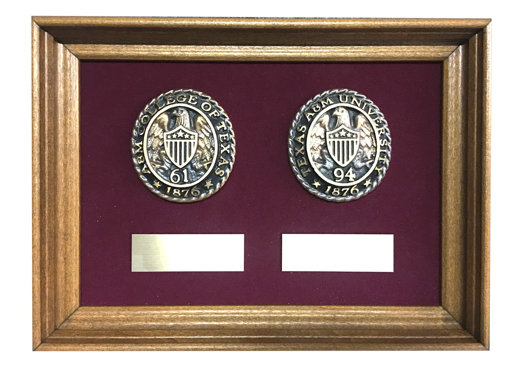 Aggie Ring Crest Double Plaque with Name Plates