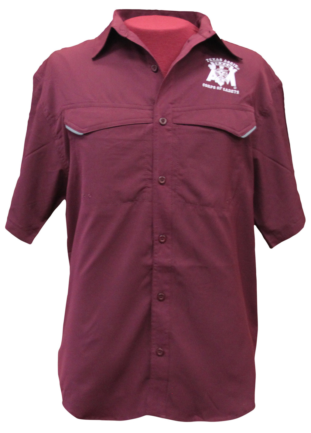 Men's Maroon Short Sleeve Fishing Shirt