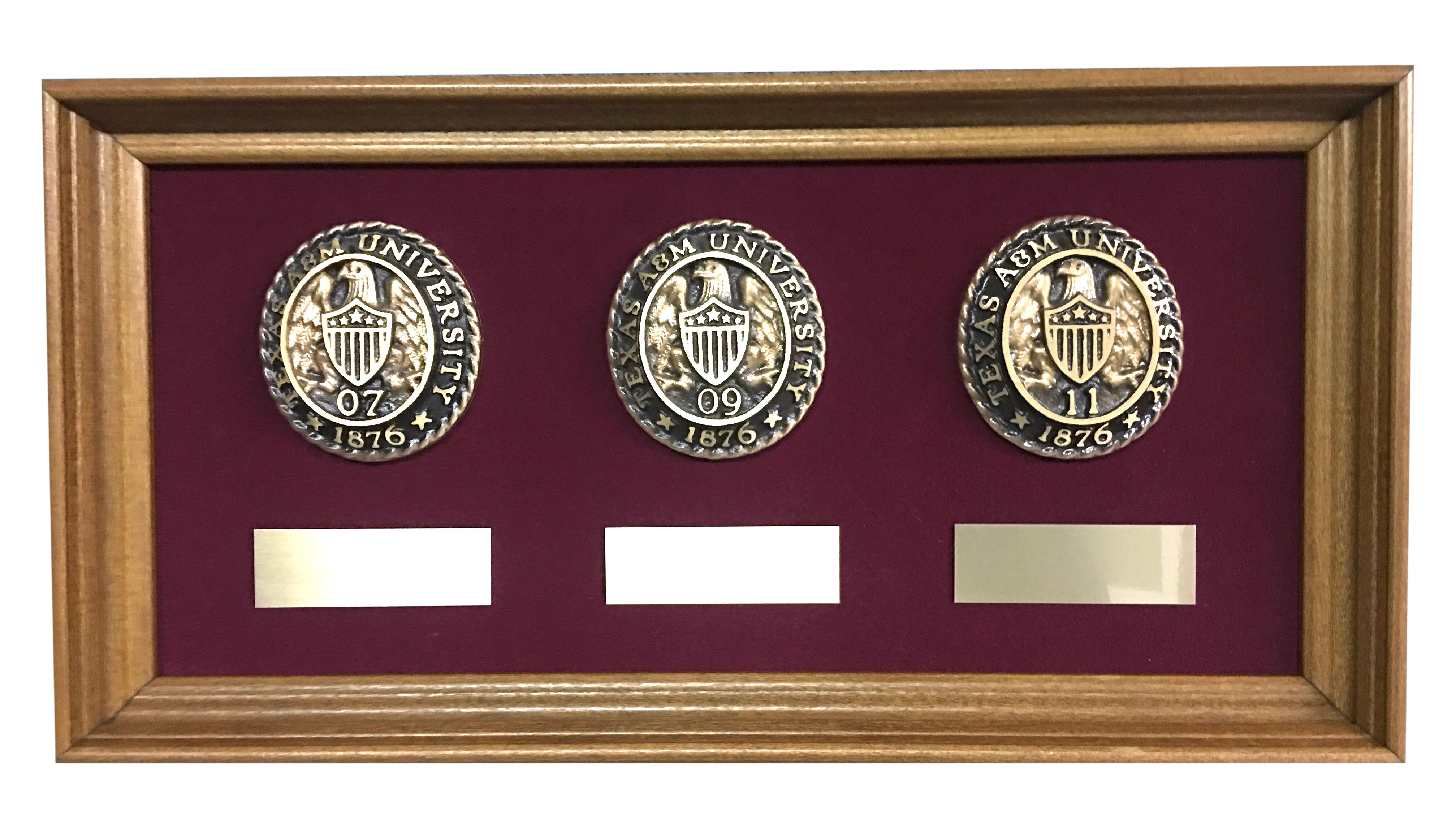 Aggie Ring Crest Triple Plaque with Name Plates